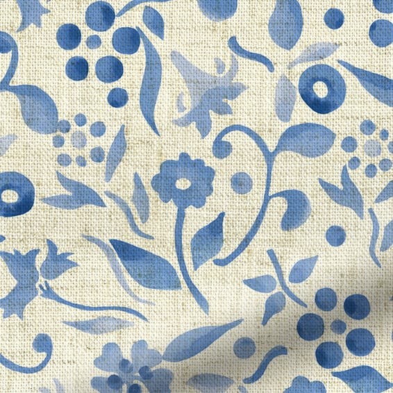 Spring Floral Blue Curtains - Image 3